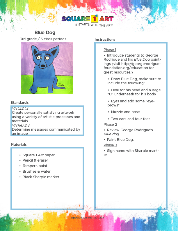 Square 1 Art - Lesson Plan - Blue Dog