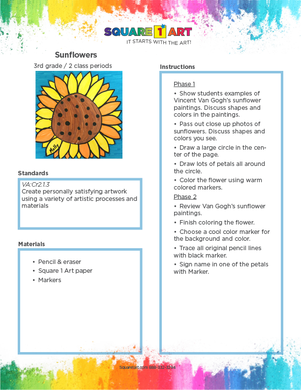 Square 1 Art - Lesson Plan - Sunflowers-1